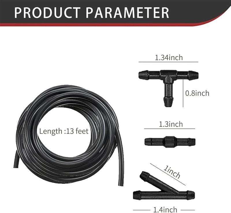 Arwrilt Windshield Washer Hose Kit, 4 Meter Washer Fluid Hose with 30 PCS Hose Connectors, Universal Windshield Washer Hose Conntector for Conneting Car Water Pump and Nozzles - Image 2